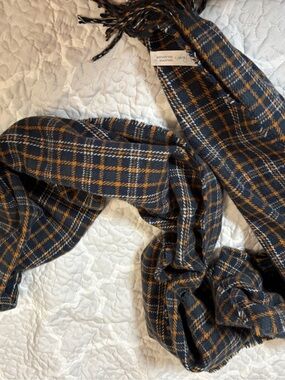 Charlie Paige Black Plaid Scarf with Mustard Accents